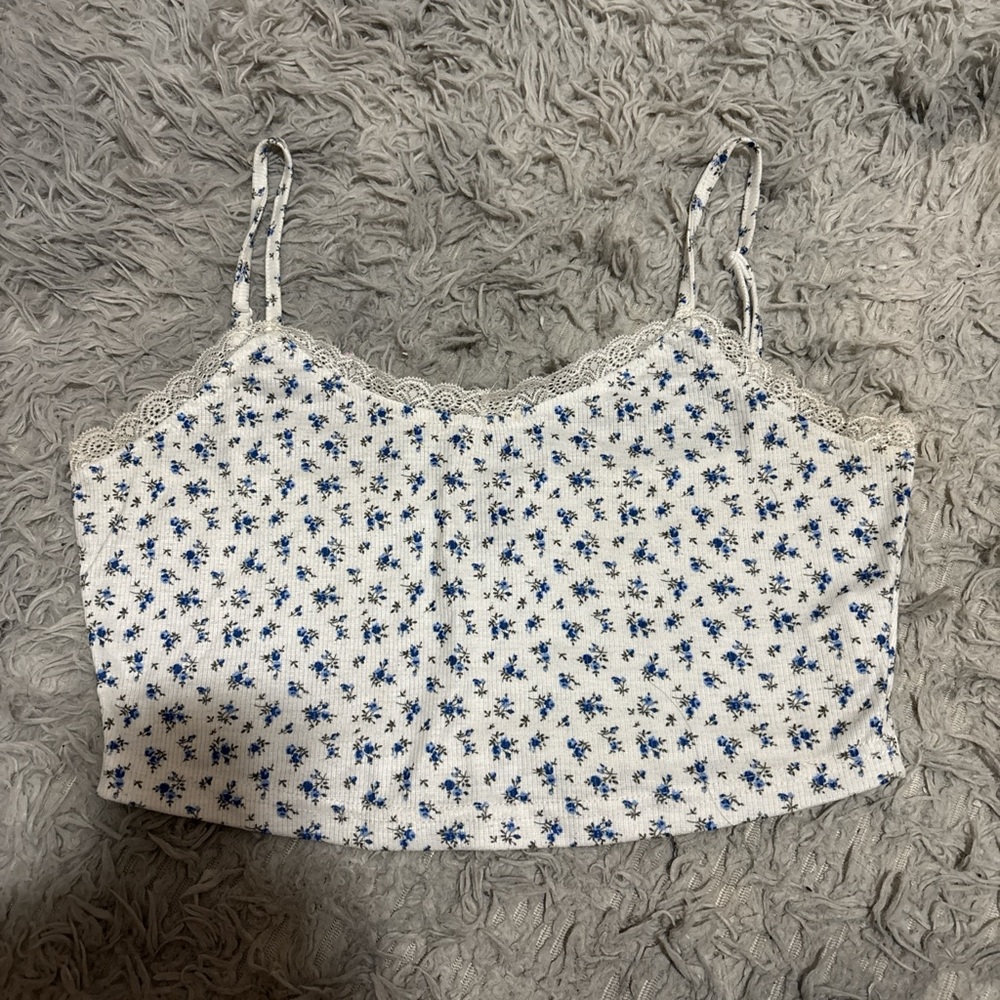 SHEIN White and Black Fitted Crop Camisole